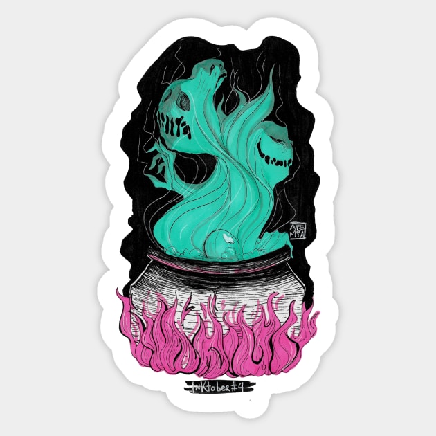 Cauldron ghost creepy spooky soul demon Sticker by Aremia17